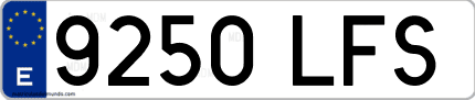 Ejemplo de matrícula de coche ordinaria 9250 LFS