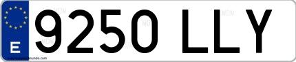 Ejemplo de matrícula española 9250 LLY