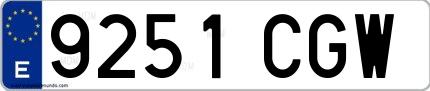 Ejemplo de matrícula española 9251 CGW