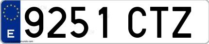 Ejemplo de matrícula española 9251 CTZ