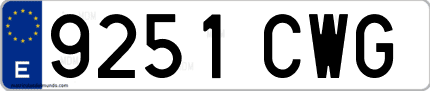 Ejemplo de matrícula de coche ordinaria 9251 CWG
