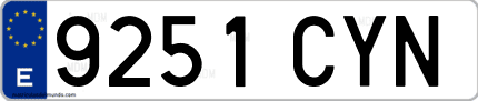 Ejemplo de matrícula de coche ordinaria 9251 CYN