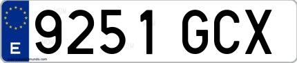 Ejemplo de matrícula española 9251 GCX