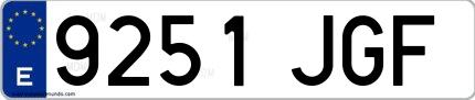 Ejemplo de matrícula española 9251 JGF