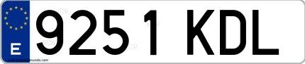 Ejemplo de matrícula española 9251 KDL