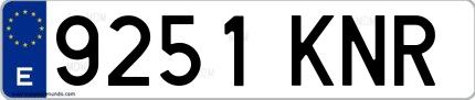 Ejemplo de matrícula española 9251 KNR