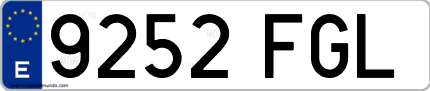 Ejemplo de matrícula de coche ordinaria 9252 FGL