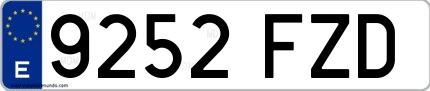 Ejemplo de matrícula española 9252 FZD