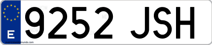 Ejemplo de matrícula de coche ordinaria 9252 JSH