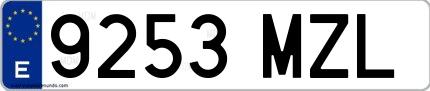 Ejemplo de matrícula española 9253 MZL