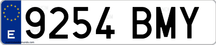 Ejemplo de matrícula de coche ordinaria 9254 BMY