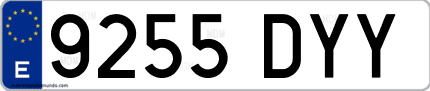 Ejemplo de matrícula de coche ordinaria 9255 DYY
