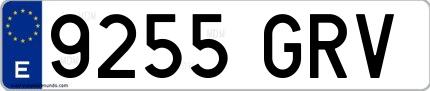 Ejemplo de matrícula española 9255 GRV
