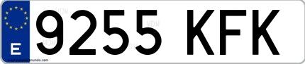 Ejemplo de matrícula de coche ordinaria 9255 KFK