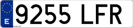 Ejemplo de matrícula de coche ordinaria 9255 LFR