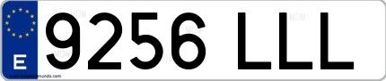Ejemplo de matrícula española 9256 LLL