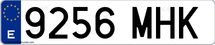 Ejemplo de matrícula de coche ordinaria 9256 MHK