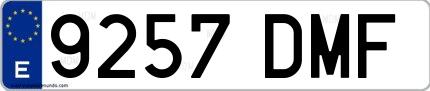 Ejemplo de matrícula de coche ordinaria 9257 DMF