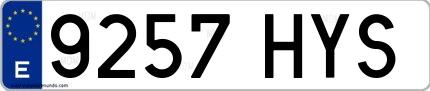 Ejemplo de matrícula española 9257 HYS