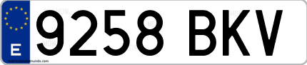 Ejemplo de matrícula de coche ordinaria 9258 BKV