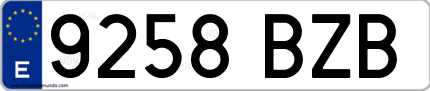 Ejemplo de matrícula de coche ordinaria 9258 BZB