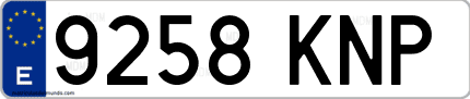 Ejemplo de matrícula de coche ordinaria 9258 KNP