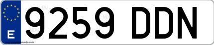 Ejemplo de matrícula española 9259 DDN