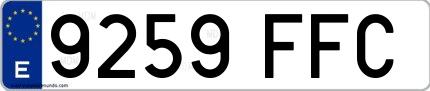 Ejemplo de matrícula española 9259 FFC