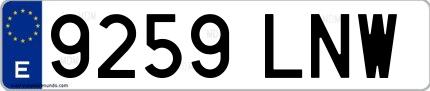 Ejemplo de matrícula española 9259 LNW