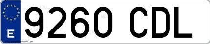 Ejemplo de matrícula española 9260 CDL