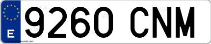 Ejemplo de matrícula española 9260 CNM