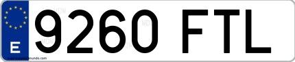 Ejemplo de matrícula española 9260 FTL