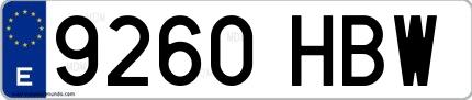Ejemplo de matrícula española 9260 HBW