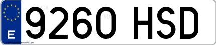 Ejemplo de matrícula española 9260 HSD