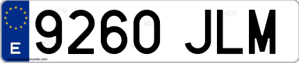 Ejemplo de matrícula de coche ordinaria 9260 JLM