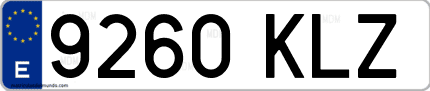 Ejemplo de matrícula de coche ordinaria 9260 KLZ