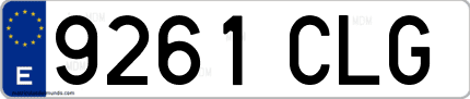 Ejemplo de matrícula de coche ordinaria 9261 CLG