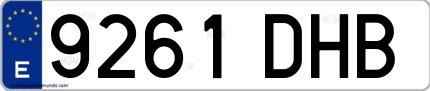 Ejemplo de matrícula española 9261 DHB