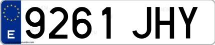 Ejemplo de matrícula española 9261 JHY