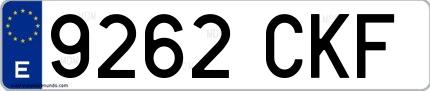 Ejemplo de matrícula española 9262 CKF