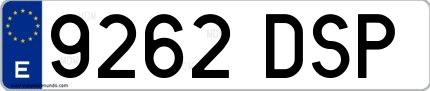 Ejemplo de matrícula española 9262 DSP