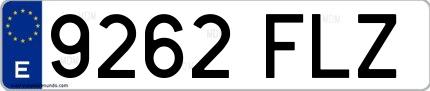 Ejemplo de matrícula española 9262 FLZ