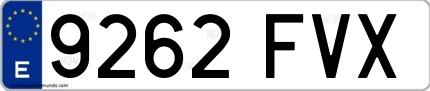 Ejemplo de matrícula española 9262 FVX