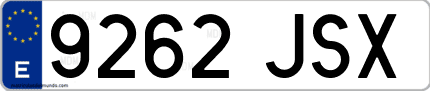 Ejemplo de matrícula de coche ordinaria 9262 JSX