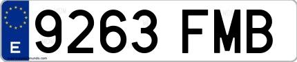 Ejemplo de matrícula española 9263 FMB