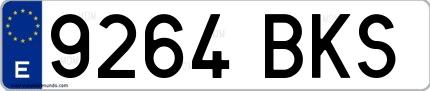 Ejemplo de matrícula española 9264 BKS