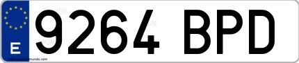 Ejemplo de matrícula española 9264 BPD
