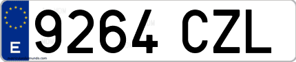 Ejemplo de matrícula de coche ordinaria 9264 CZL
