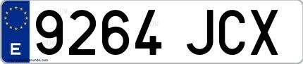 Ejemplo de matrícula española 9264 JCX
