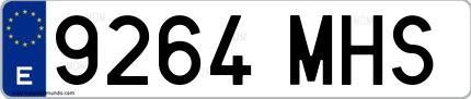 Ejemplo de matrícula española 9264 MHS